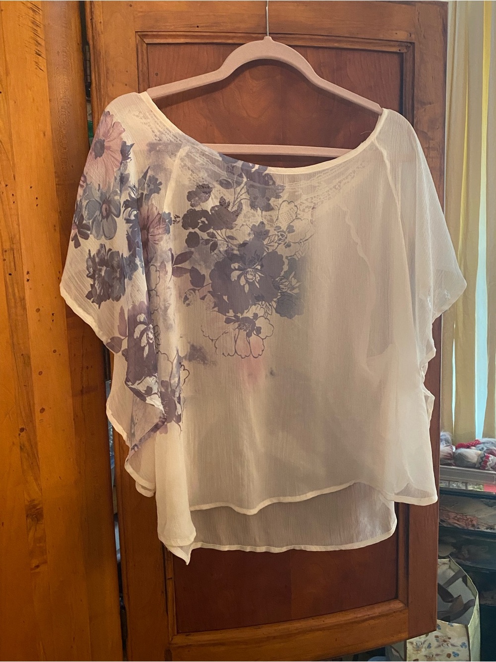 Mudd Cream Lace Sheer Blouse